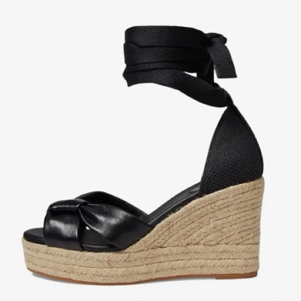 Cole Haan Cloudfeel Hampton wedge sandals in black leather women’s size 8.5B